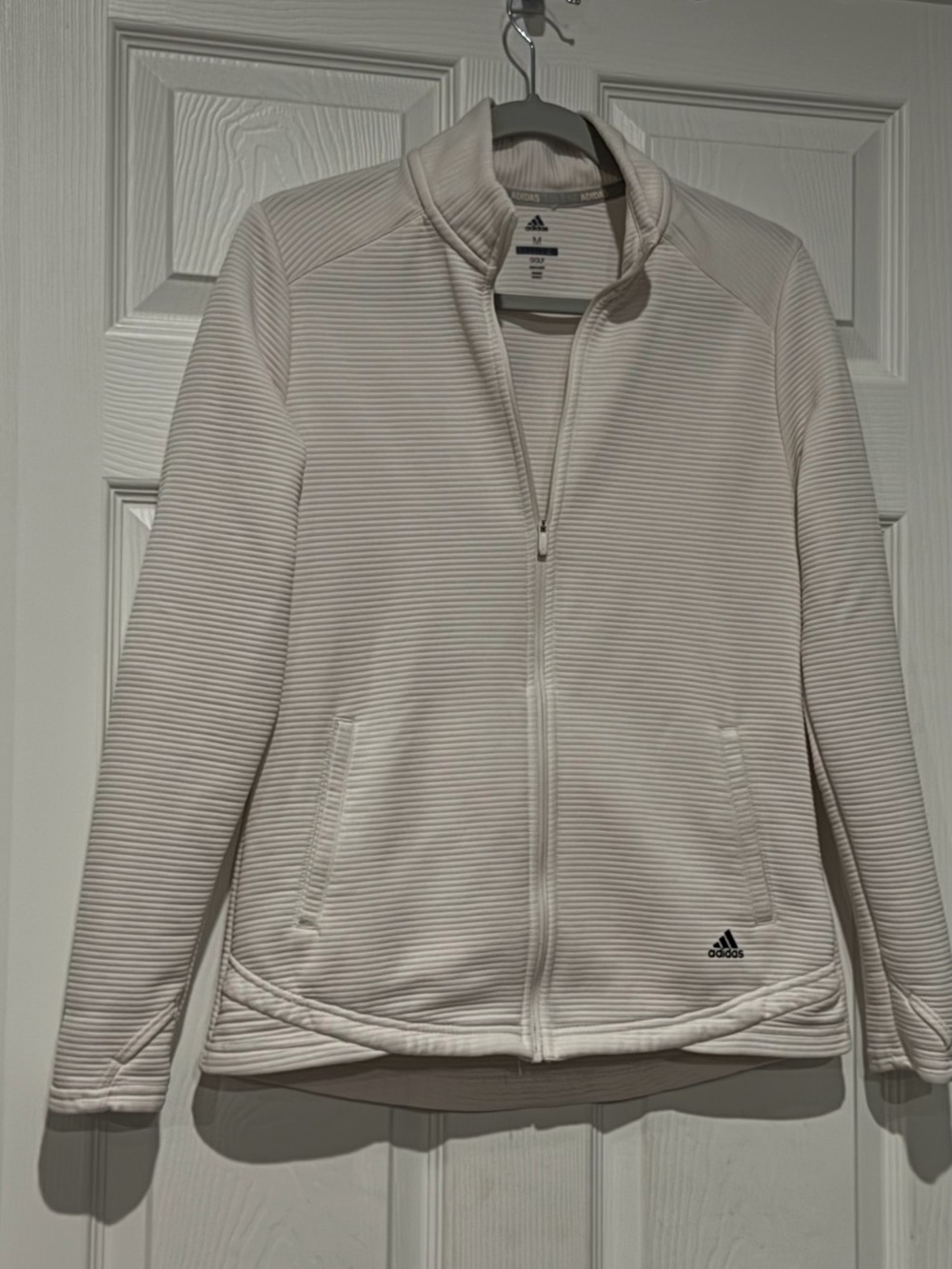 adidas Golf - Women's Cream Ribbed Full-Zip Golf Jacket Size M
